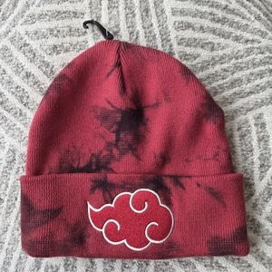 Naruto Shippuden Akatsuki Cloud Tie-Dye Cuff Beanie Red- BoxLunch Exclusive NWOT
